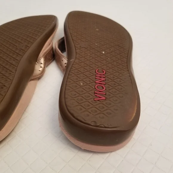 VIONIC Tieperf  Rose Gold Thongs Flip Flop Sandals 10.5 By Measurement - Picture 9 of 10